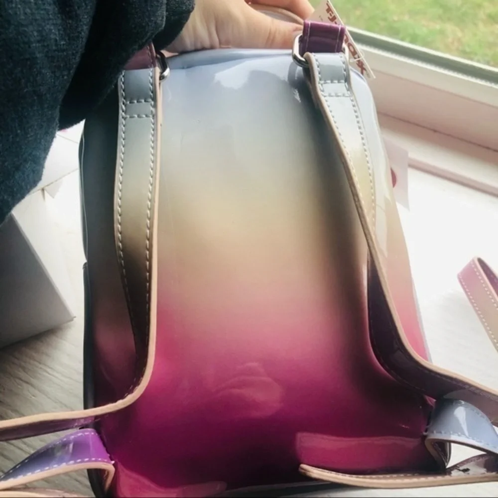 Cute Puppy Face Pink Ombre Mini Backpack Faux Leather Dog Ears | NWT